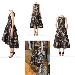 Shoshanna Black and Gold High Low Dress